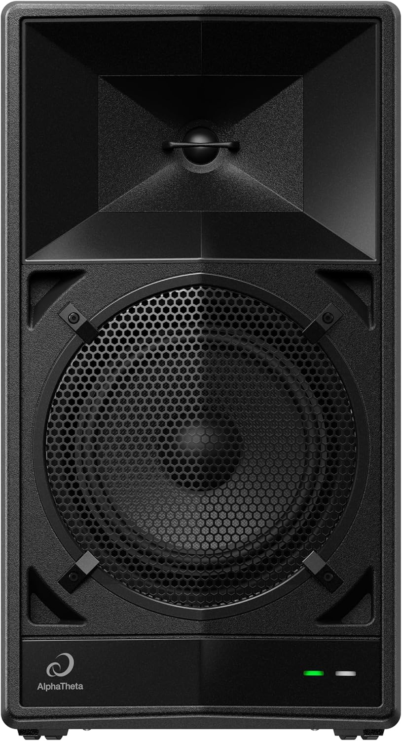 AlphaTheta Wave-Eight Portable Battery DJ Speaker, SonicLink, Black | For mobile DJs and performers, portable battery party speaker, SonicLink wireless, 8-inch driver, IPX4 waterproof, expandable