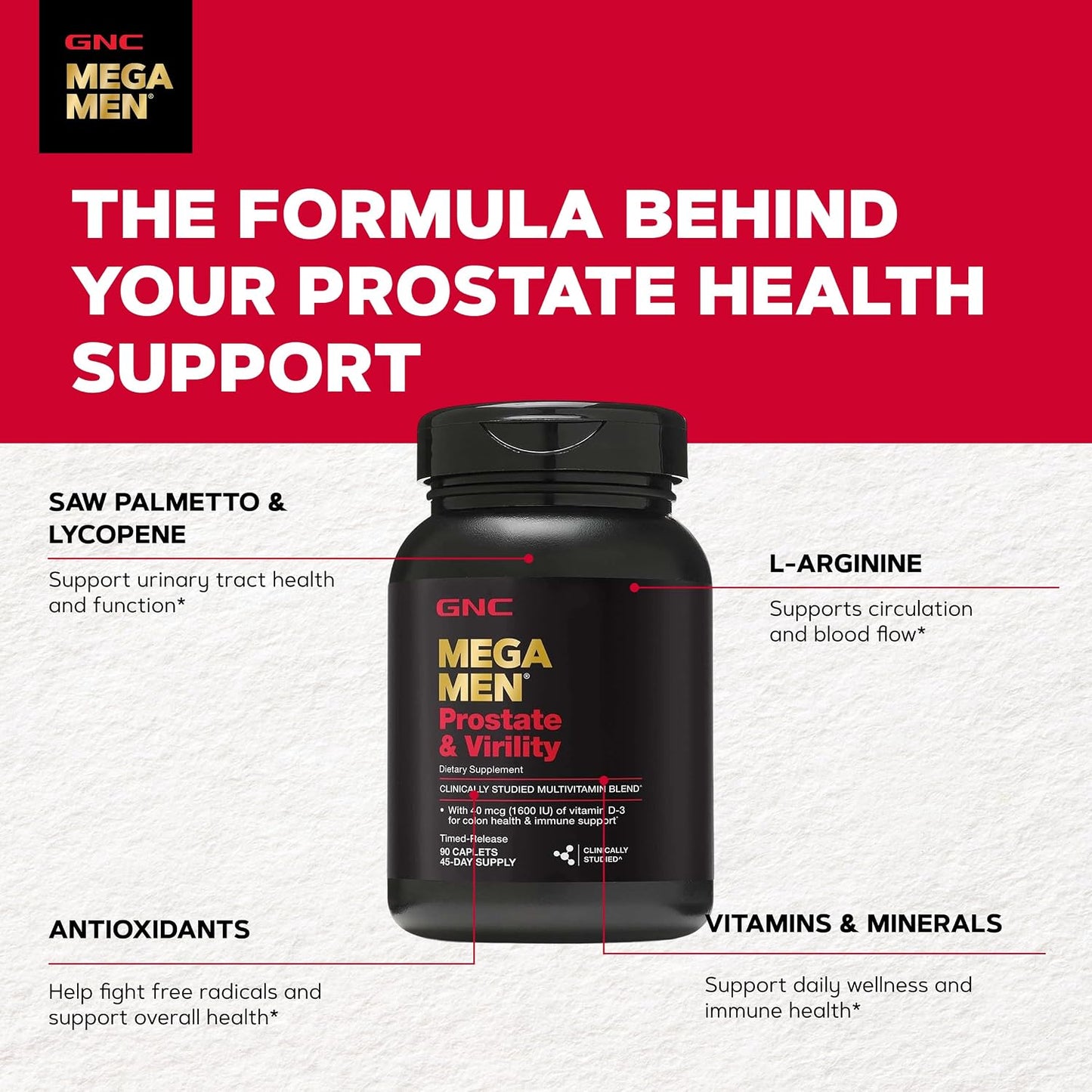 GNC Mega Men Prostate and Virility Multivitamin for Men, Supports Optimal Sexual Health and Prostate Health, 90 Count