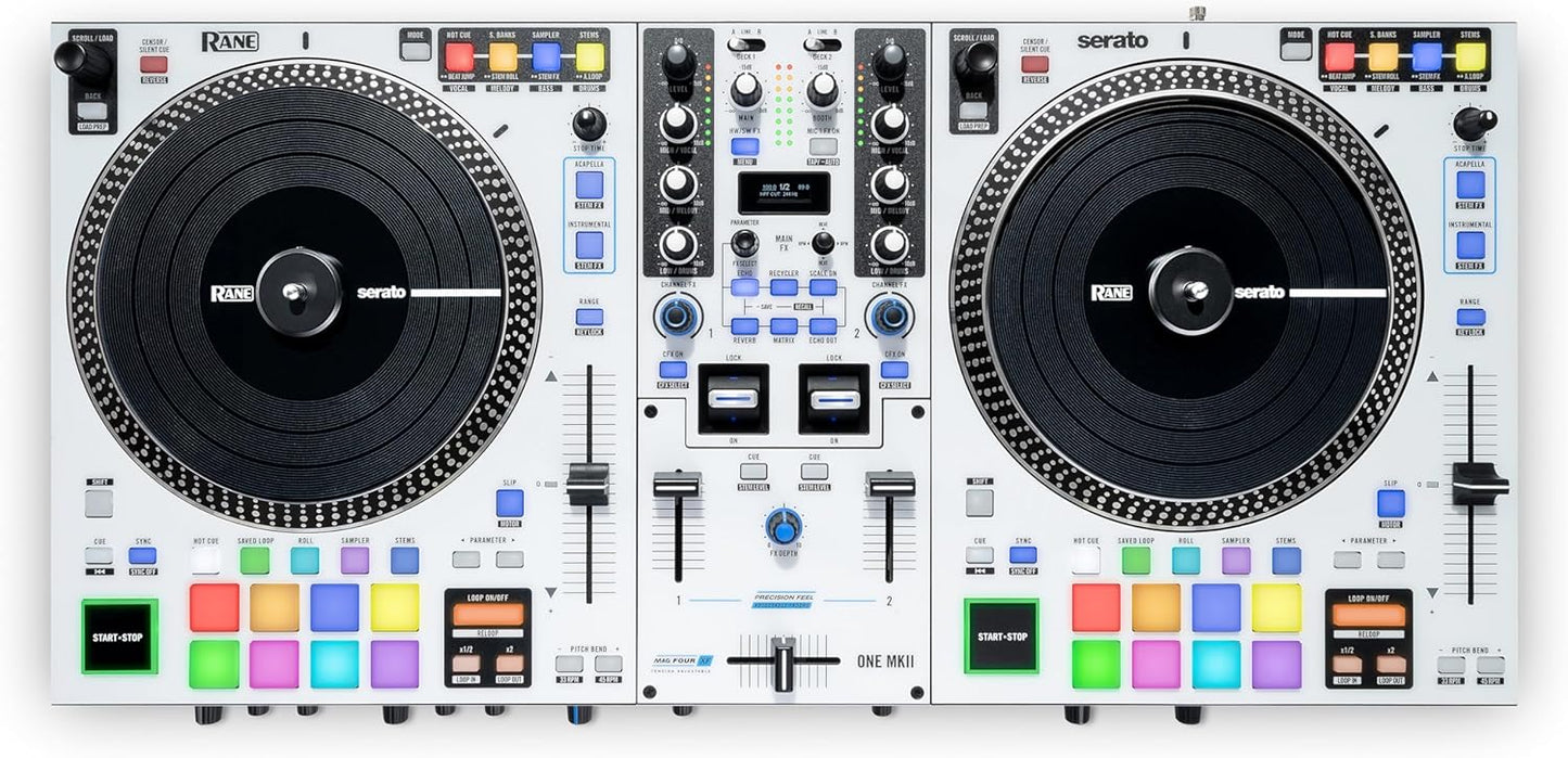 RANE SYSTEM ONE All-in-One Standalone Motorized DJ Controller with Engine DJ OS, Seamless Mixing on 2 Decks, Stems FX, Serato DJ Pro, XLR Outputs