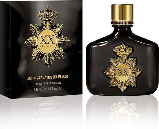 John Varvatos XX Elixir Eau de Parfum Spray for Men, 2.5 fl oz - Amber Leather Scent with Rum and Davana Essence