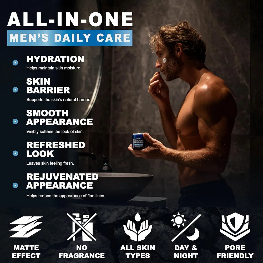 Premium Men's Anti-Aging Face Moisturizer with Retinol, Collagen, and Hyaluronic Acid - Hydrating, Firming, and Wrinkle Repair After-Shave Lotion