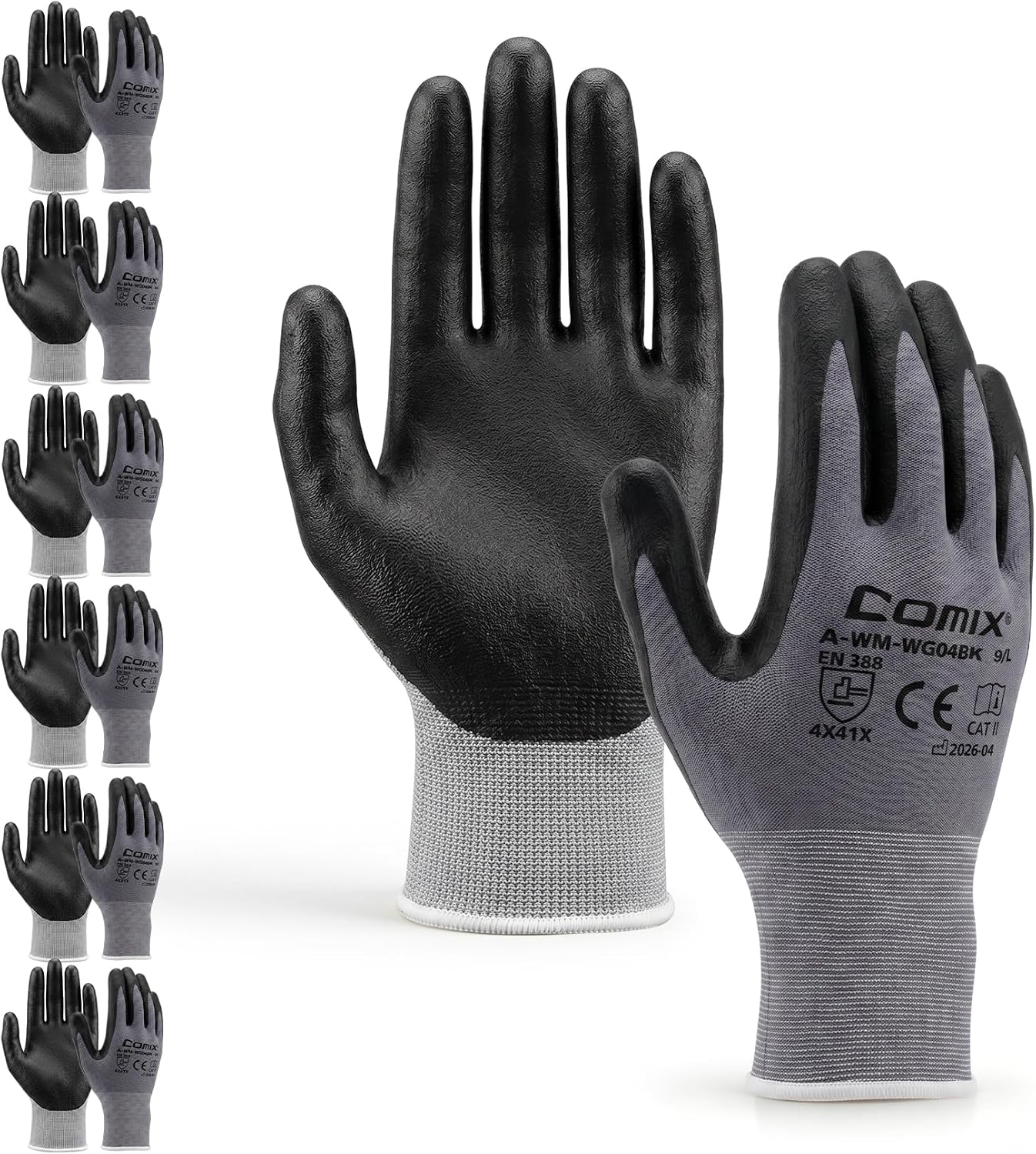 Comix Nitrile Coated Work Gloves, 15G Breathable Micro Foam, 6 Pairs | 15G Microfoam liner for warehouse, assembly, maintenance & automotive. Nitrile coated grip in dry/light-oil conditions
