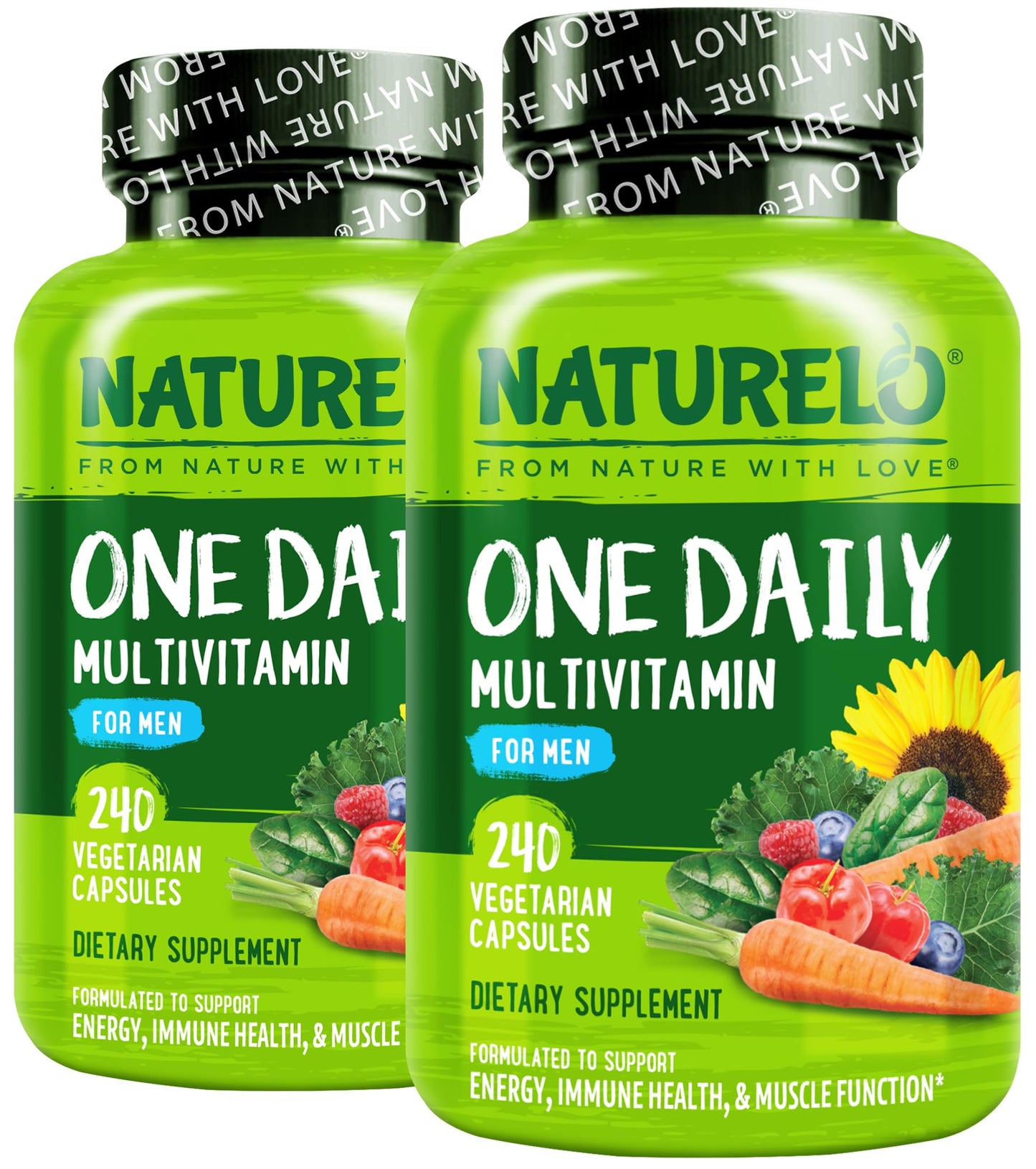 NATURELO Mens Multivitamins - One Daily Multivitamin for Men with Vitamins, Minerals & Organic Whole Foods, Boost Energy & Health, Non-GMO, 120 Vegetarian Capsules