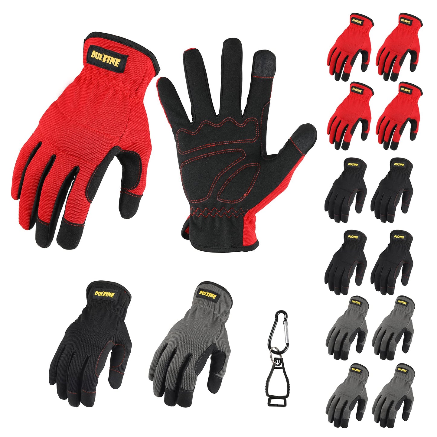 DULFINE Flex Grip Mechanic 1 Pair Pack Work Gloves for Women Pink M | Fit-Padded Knuckles & Palm, Touch Screen, Flexible, Breathable, Ideal for Gardening Yardwork Warehouse