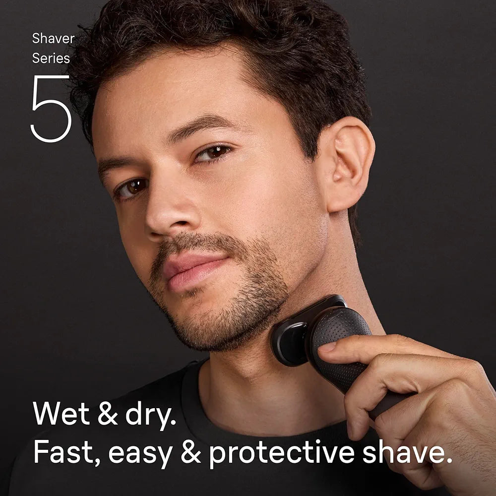 Braun Series 5 Electric Shaver for Men, Wet & Dry Foil Razor with Precision Trimmer, Body Groomer, Charging Stand, and Travel Case - Black 5155cs