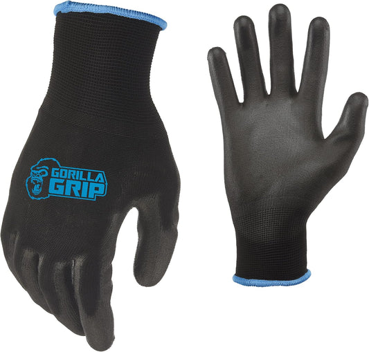 GORILLA GRIP Work Gloves, Large, 1 Pair, Black and Blue