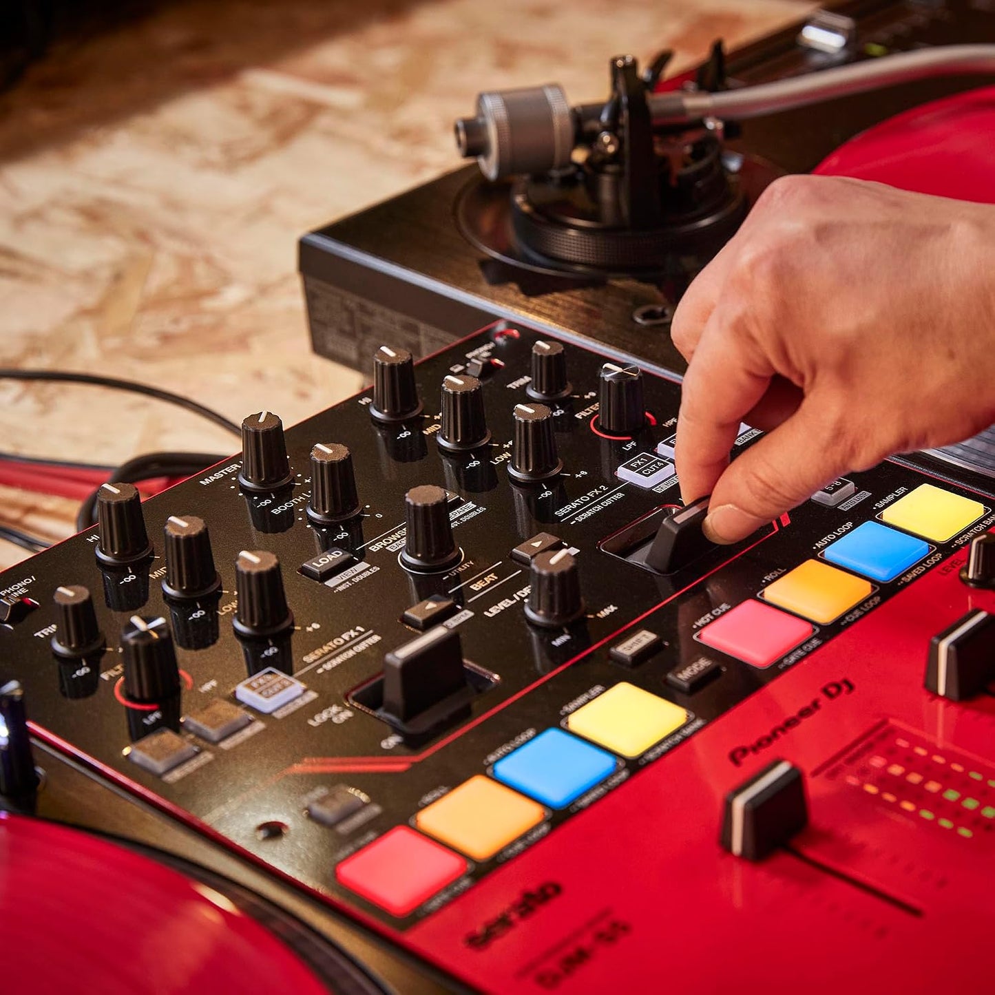 Pioneer DJ DJM-S5 2-channel Mixer for Serato DJ,Red/Black