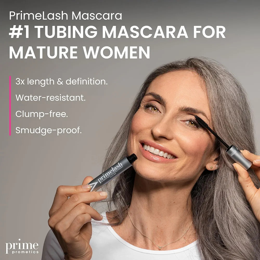 Prime Prometics PrimeLash Volumizing Mascara for Mature Women - Hypoallergenic, Long-Stay, Clump-Free Length