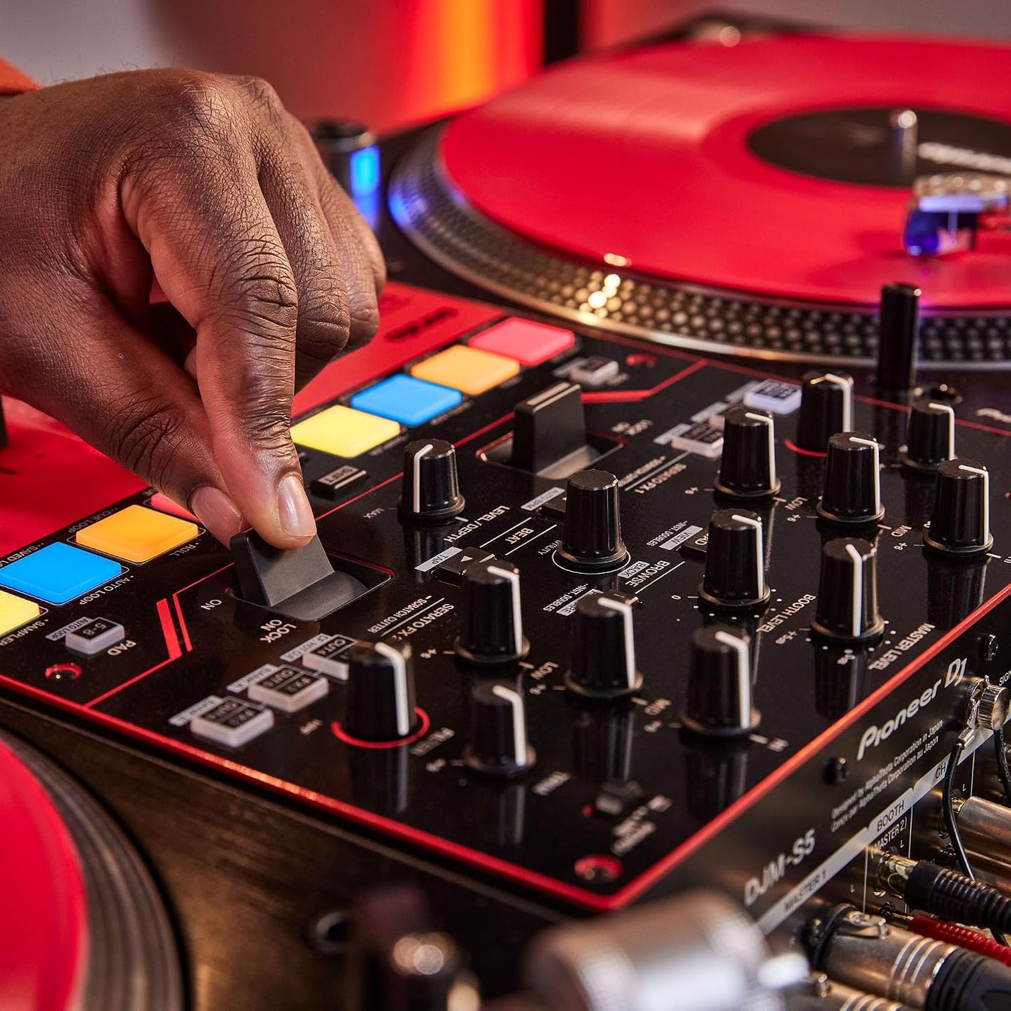 Pioneer DJ DJM-S5 2-channel Mixer for Serato DJ,Red/Black