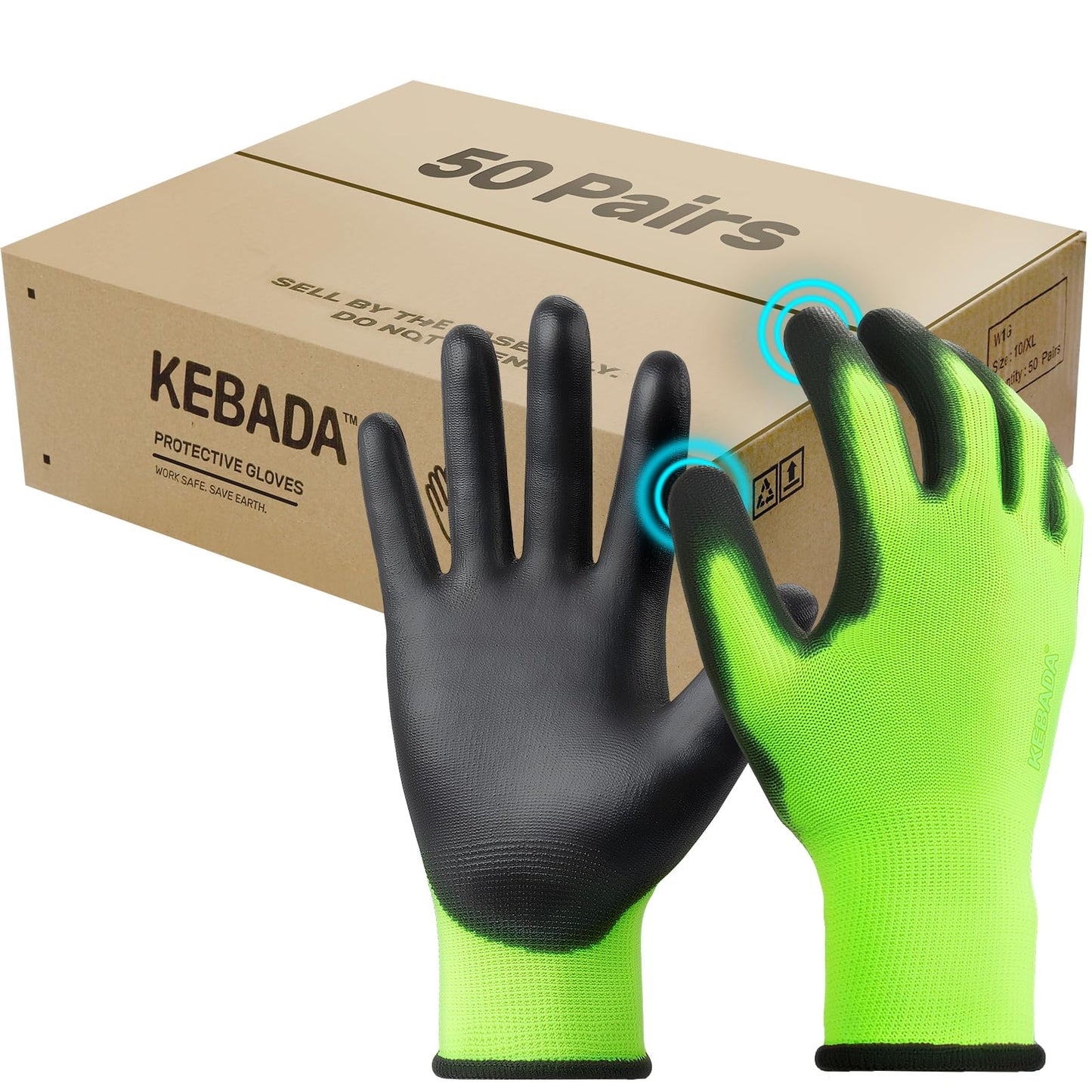 W1 Safety Work Gloves for Men & Women, Touchscreen, PU Coated | 12 Pairs, Gray, Breathable Seamless Knit, Lightweight, Secure Grip. Ideal for Warehouse, Construction, Gardening & Mechanics