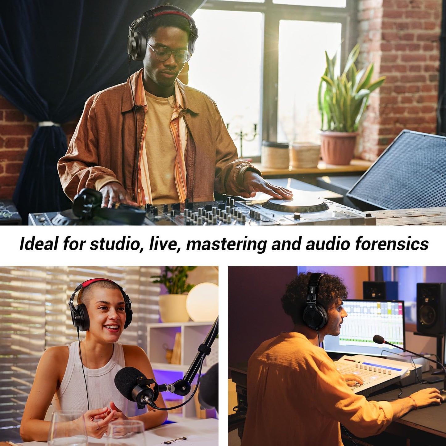 OneOdio A70 Bluetooth Over-Ear Headphones, Hi-Res Wired DJ Studio - Black | Wireless over-ear headphones with 72H playtime, 3.5mm/6.35mm wired jacks for studio monitoring, mixing, guitar, amp and PC