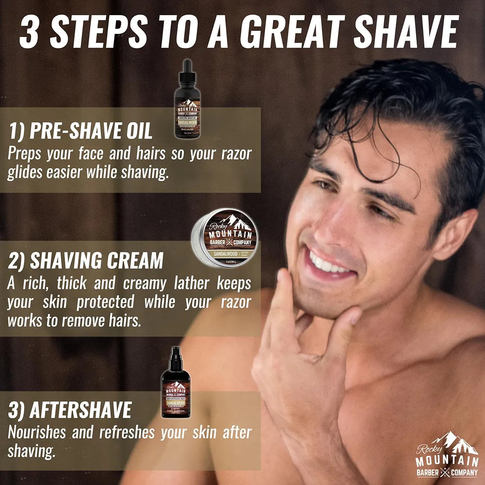 Rocky Mountain Barber Company Sandalwood Aftershave Balm for Men - Moisturizing Shea & Coconut Oil Formula - 4 oz