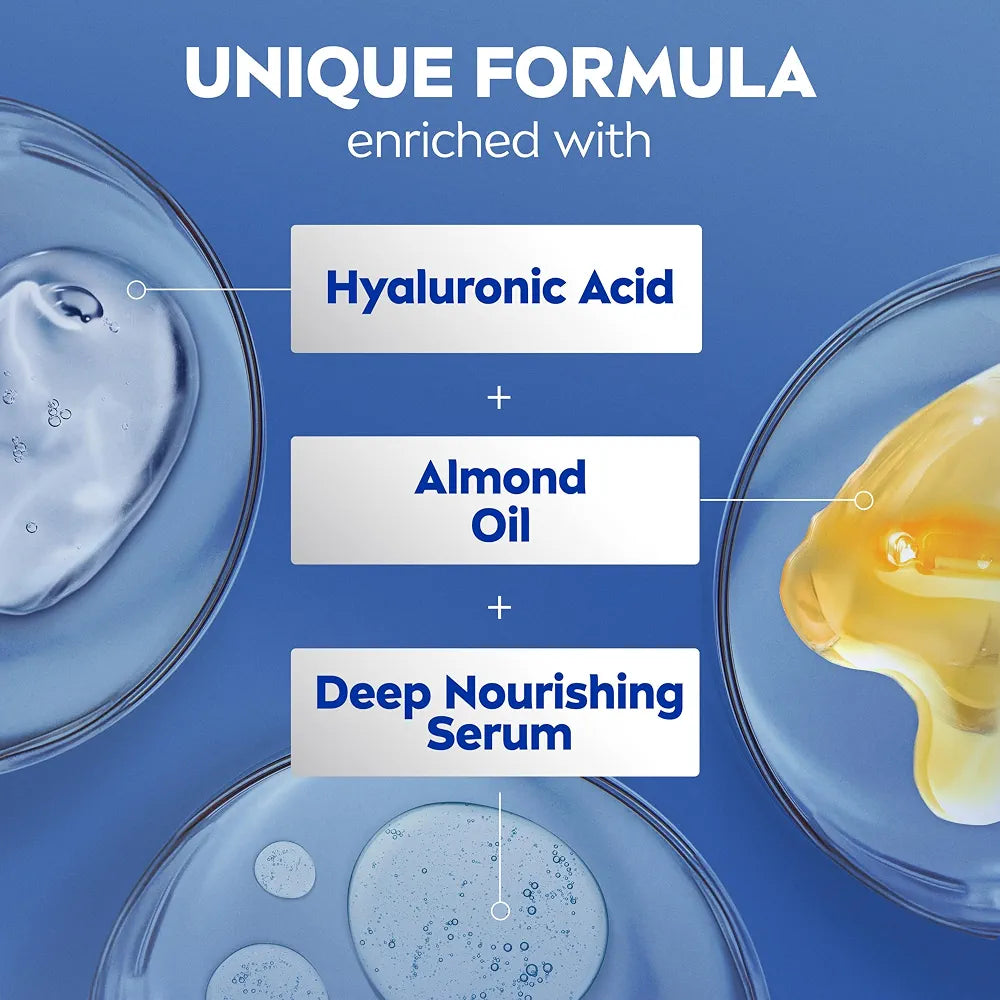 NIVEA Essentially Enriched Body Lotion for Very Dry Skin, 72-Hour Deep Nourishing Moisturizer with Hyaluronic Acid & Almond Oil, 16.9 Fl Oz Pump Bottle, 2-Pack
