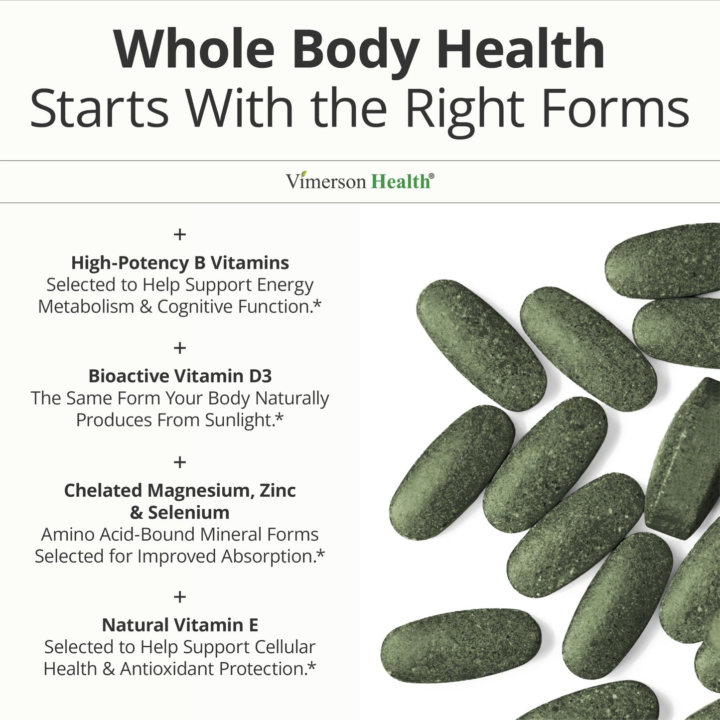 Vimerson Health Multivitamin for Men: Methylated B Vitamins, Chelated Minerals and Bioavailable D3 for Focus and Energy Support – Daily Mens Multivitamins and Multiminerals – 60 Capsules