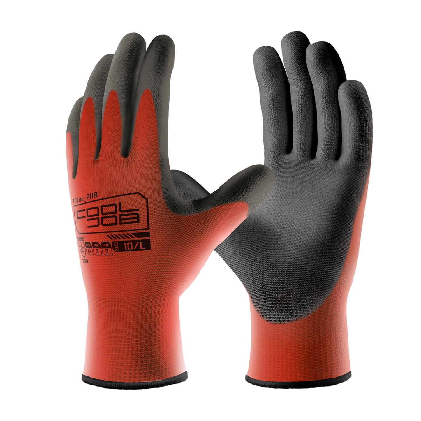 COOLJOB 12/60 Pairs Safety Work Gloves Pack Bulk with Grip PU Coating | Breathable Lightweight Gloves with Polyurethane Dipped for Men Women, 13 Gauge Seamless Knit Thin Gloves, Blue Large