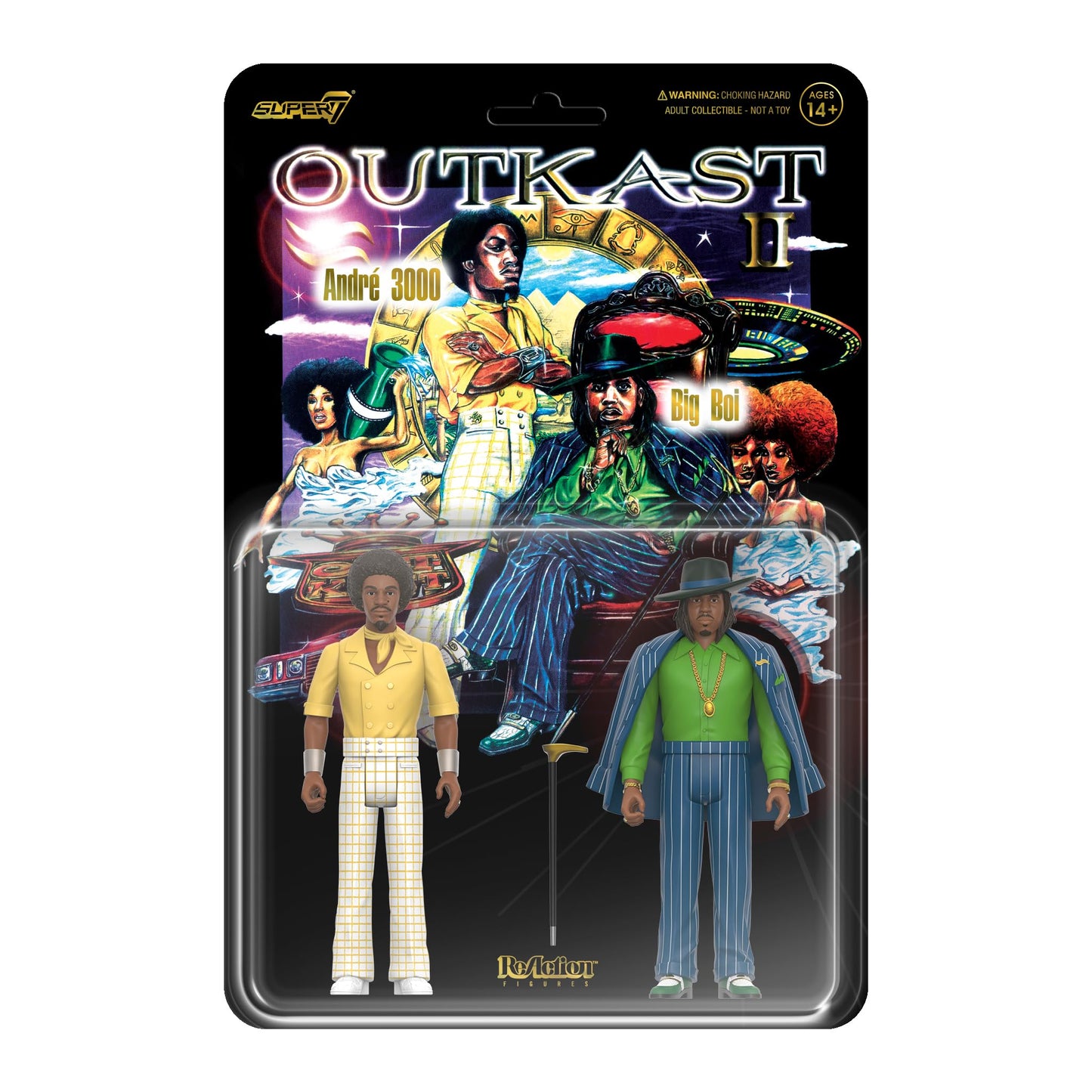 Super7 Outkast Big Boi and André 3000 (ATLiens) - 3.75" Outkast Action Figure with Accessories Hip Hop Collectibles and Retro Toys