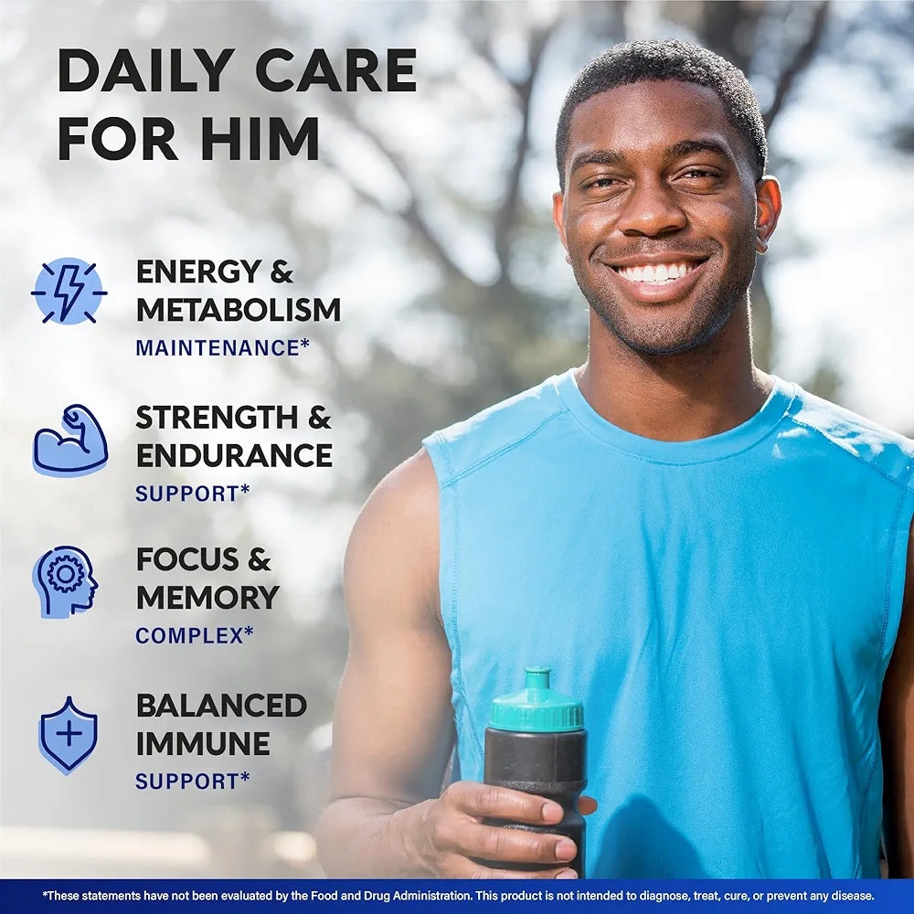 Multivitamin for Men - B-Complex | Whole Foods & Enzymes - Energy, Focus & Brain | Men's Health Complex - 46in1 Mens Multivitamin - Bioavailable & Gentle on Stomach - Lab Tested - 90 Capsules, 1/Day
