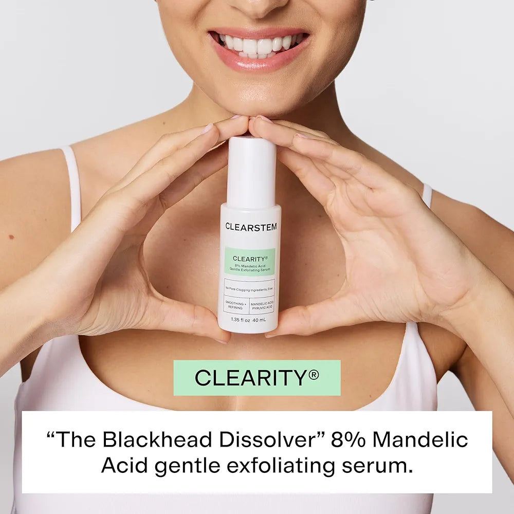 CLEARSTEM CLEARITY Mandelic Acid Serum for Blackheads, Vitamin C & Turmeric Collagen Boost, 1.35 Fl Oz