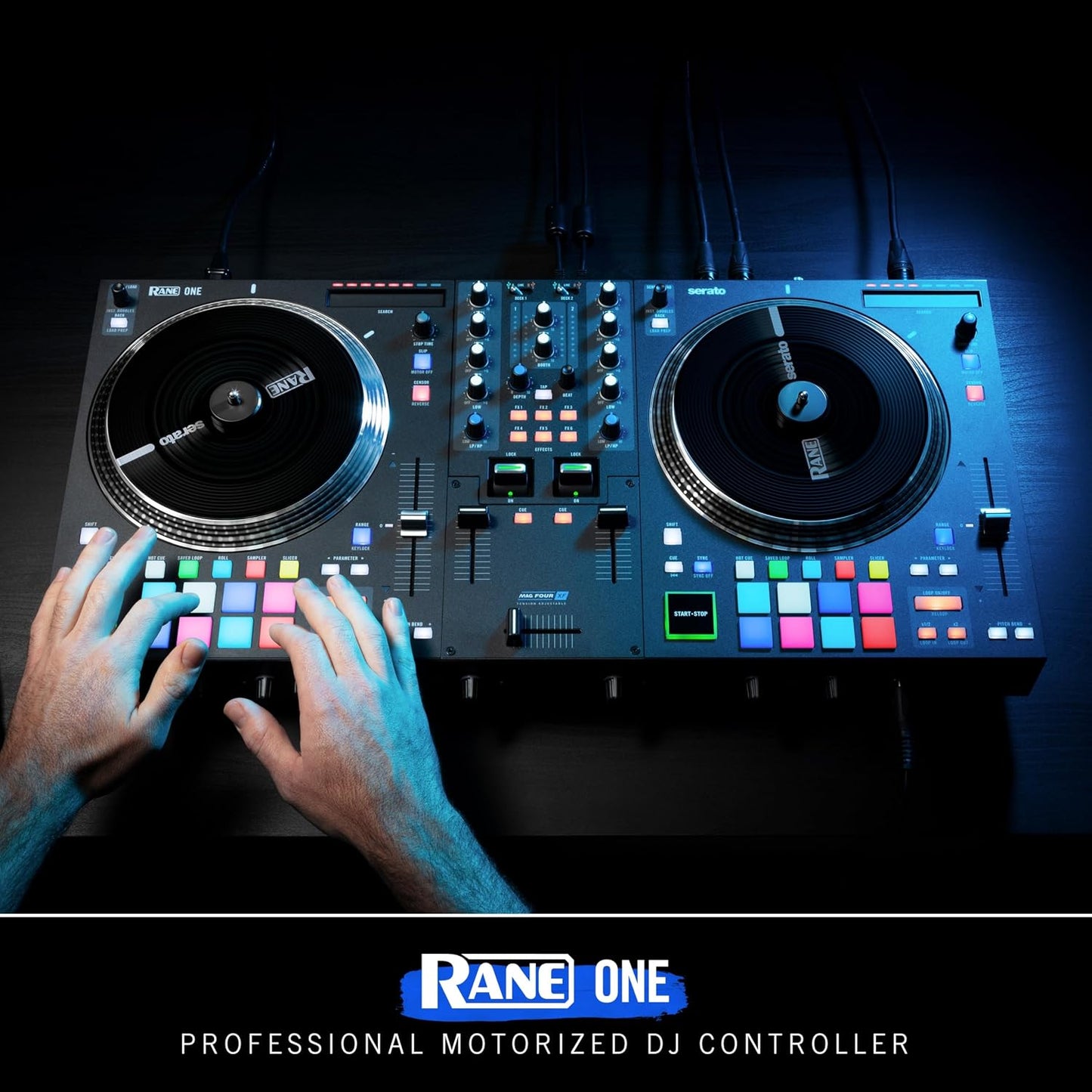 RANE SYSTEM ONE All-in-One Standalone Motorized DJ Controller with Engine DJ OS, Seamless Mixing on 2 Decks, Stems FX, Serato DJ Pro, XLR Outputs