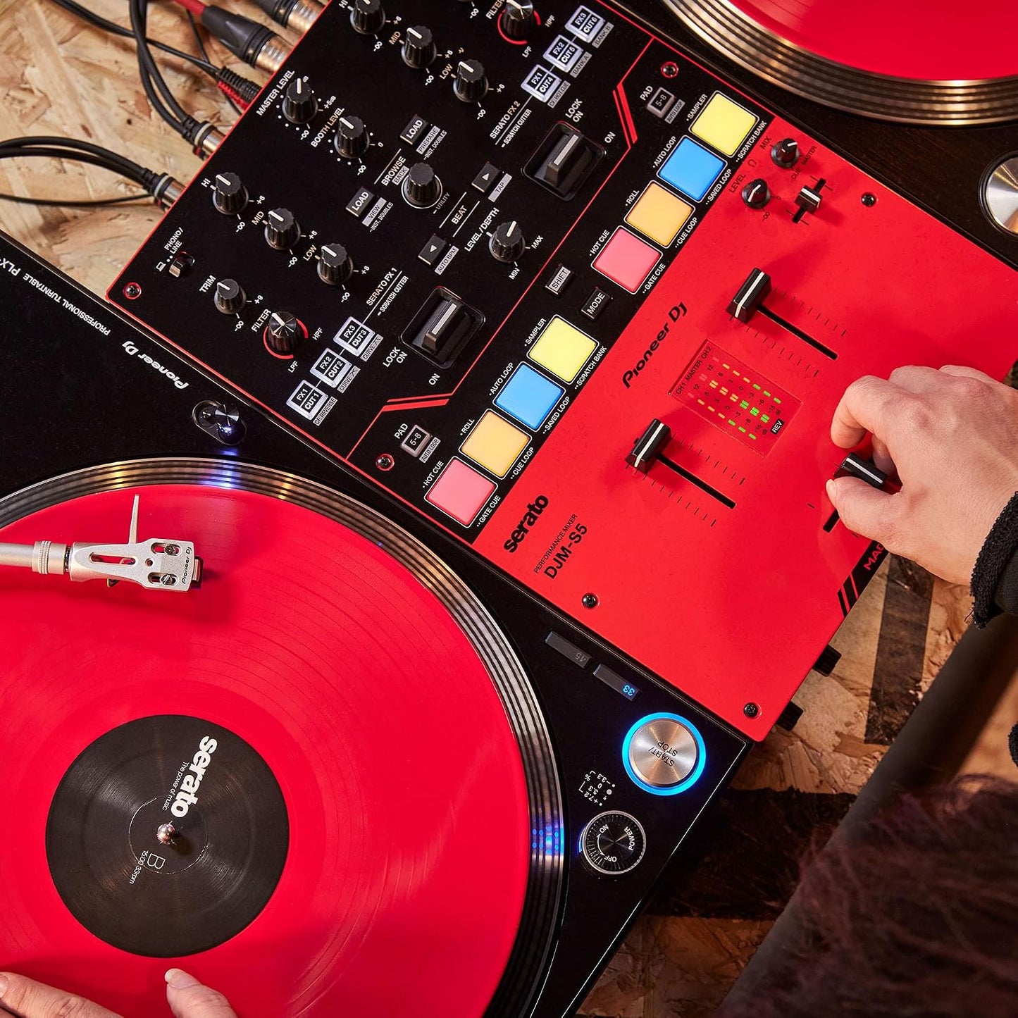 Pioneer DJ DJM-S5 2-channel Mixer for Serato DJ,Red/Black