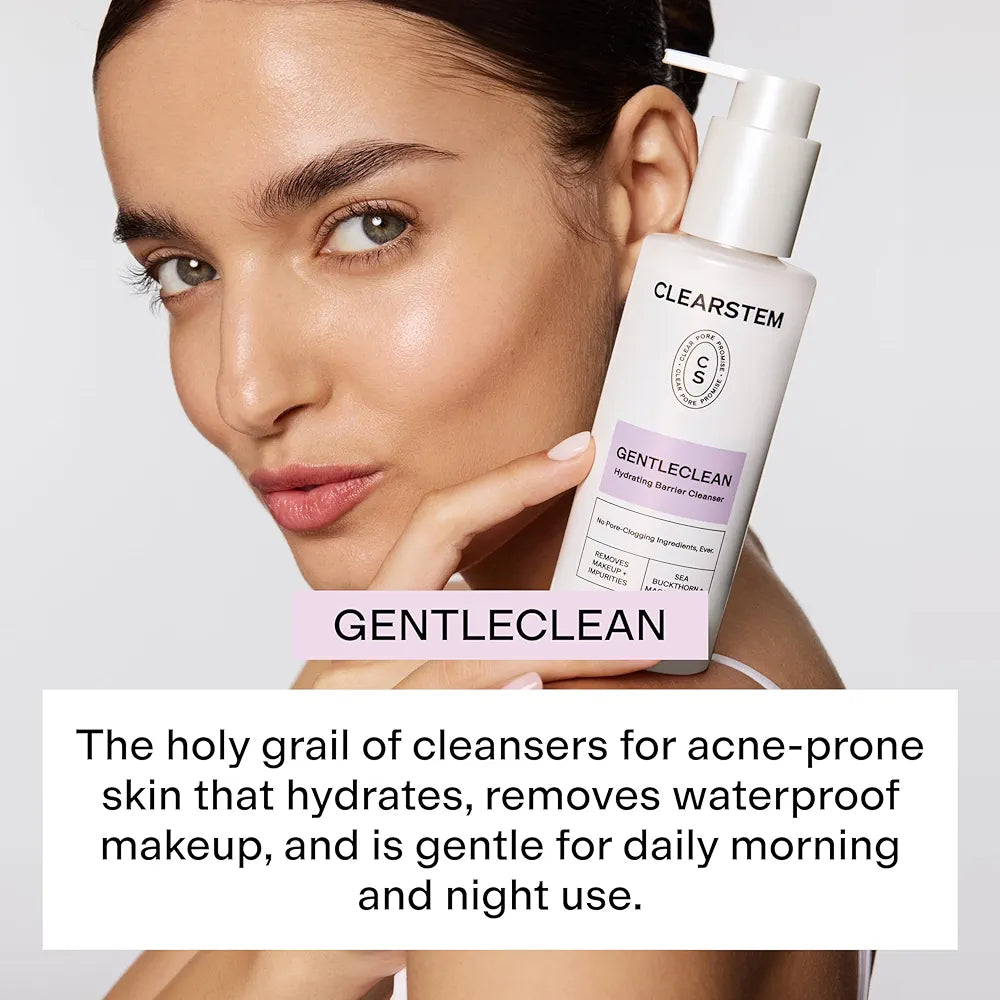 CLEARSTEM GENTLECLEAN Vitamin C Infused Calming Facial Cleanser and Makeup Remover with Goldenseal and Green Tea, 6 fl oz