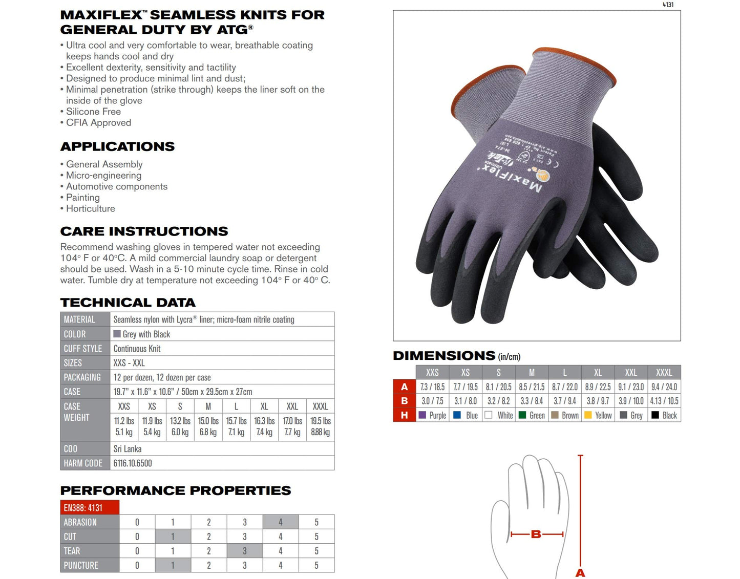 MaxiFlex Seamless Knit Nylon Gloves with Nitrile Coat and Micro Foam Grip on Palm and Fingers Cut Resistance