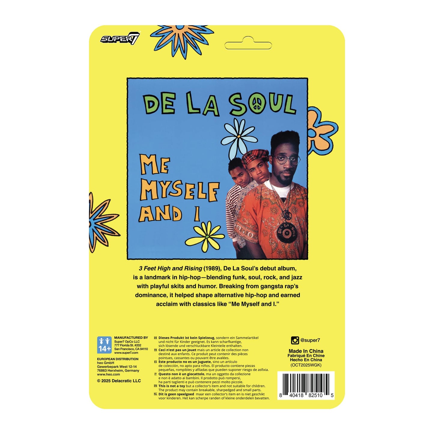 Super7 Reaction Figure De La Soul David Trugoy the Dove Jolicoeur (Me, Myself & I) - 3.75" De La Soul Action Figure with Accessory - Hip Hop Collectibles and Retro Toys