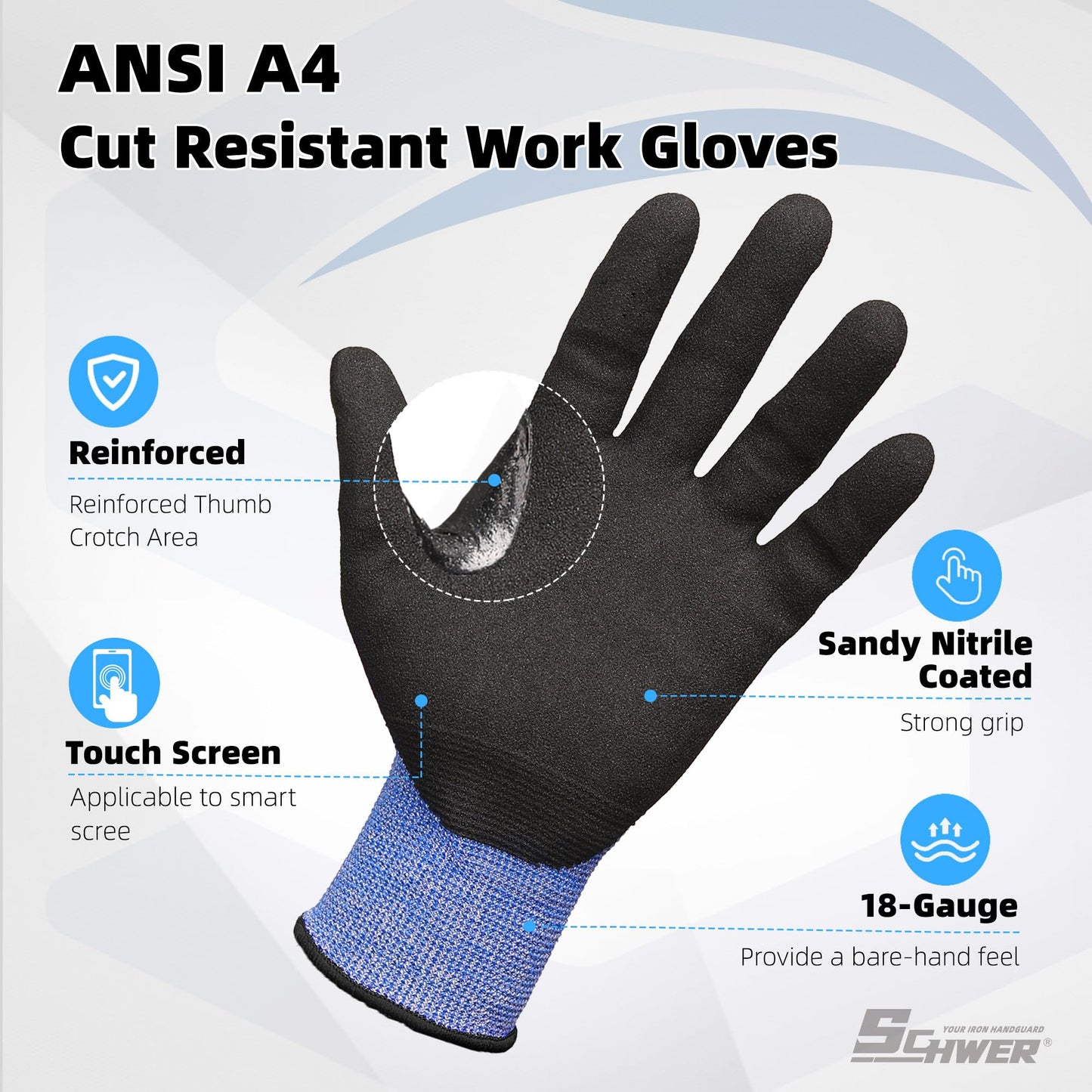 Schwer A4 AIR-SKIN Cut Resistant Work Gloves, Ultra Lightweight, AR3900, L | Precision Work, Ultra-Thin, 3D-Comfort, 18-Gauge, Reinforced Thumb, Strong Grip, Breathable, Touchscreen, Fishing, Gardening