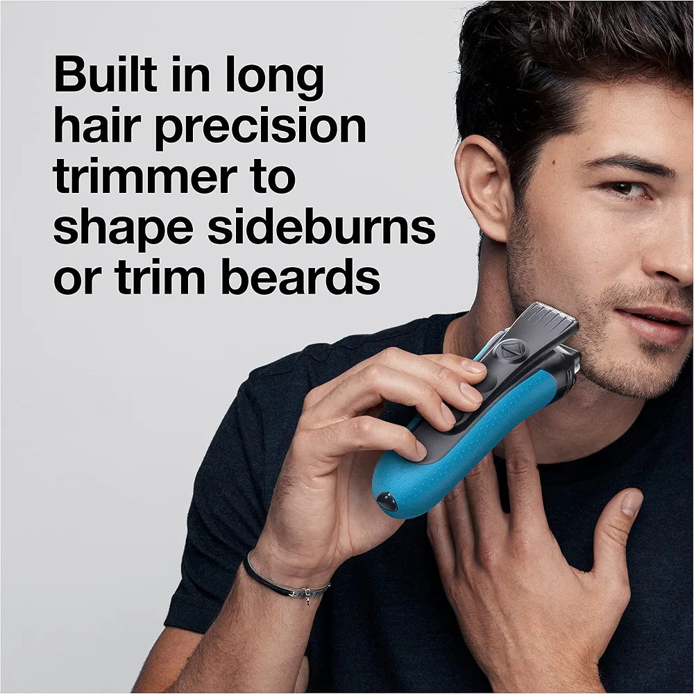 Braun Series 3 Electric Foil Shaver for Men with Precision Trimmer, Rechargeable Wet & Dry Use, Blue/Black, 4-Piece Set