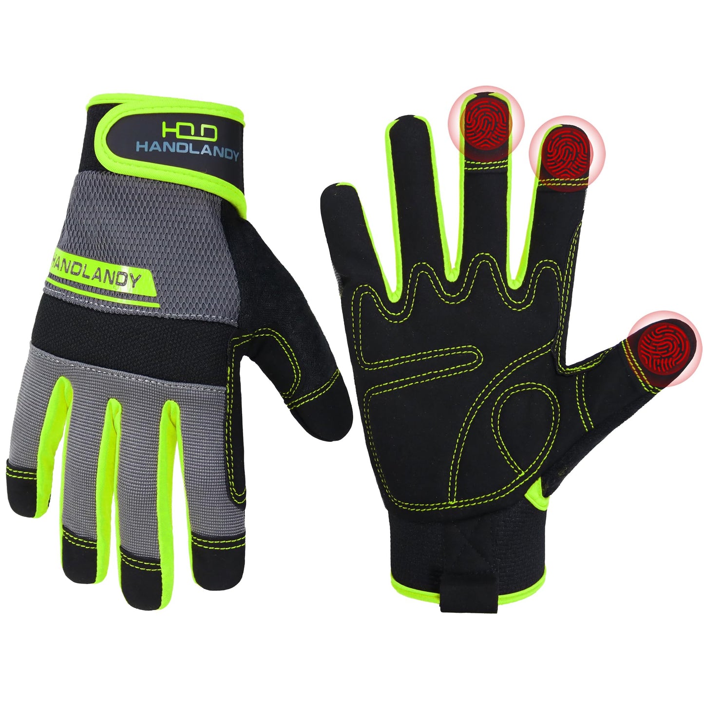 HANDLANDY Work Gloves for Men & Women, Utility Mechanic Working Gloves Touch Screen, Flexible Gardening Gloves for Yard