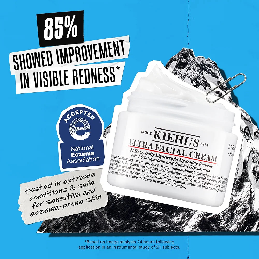 Kiehl's Ultra Facial Cream, with 4.5% Squalane to Strengthen Skin's Moisture Barrier, Skin Feels Softer and Smoother, Long-Lasting Hydration, Easy and Fast-Absorbing, Suitable for All Skin Types