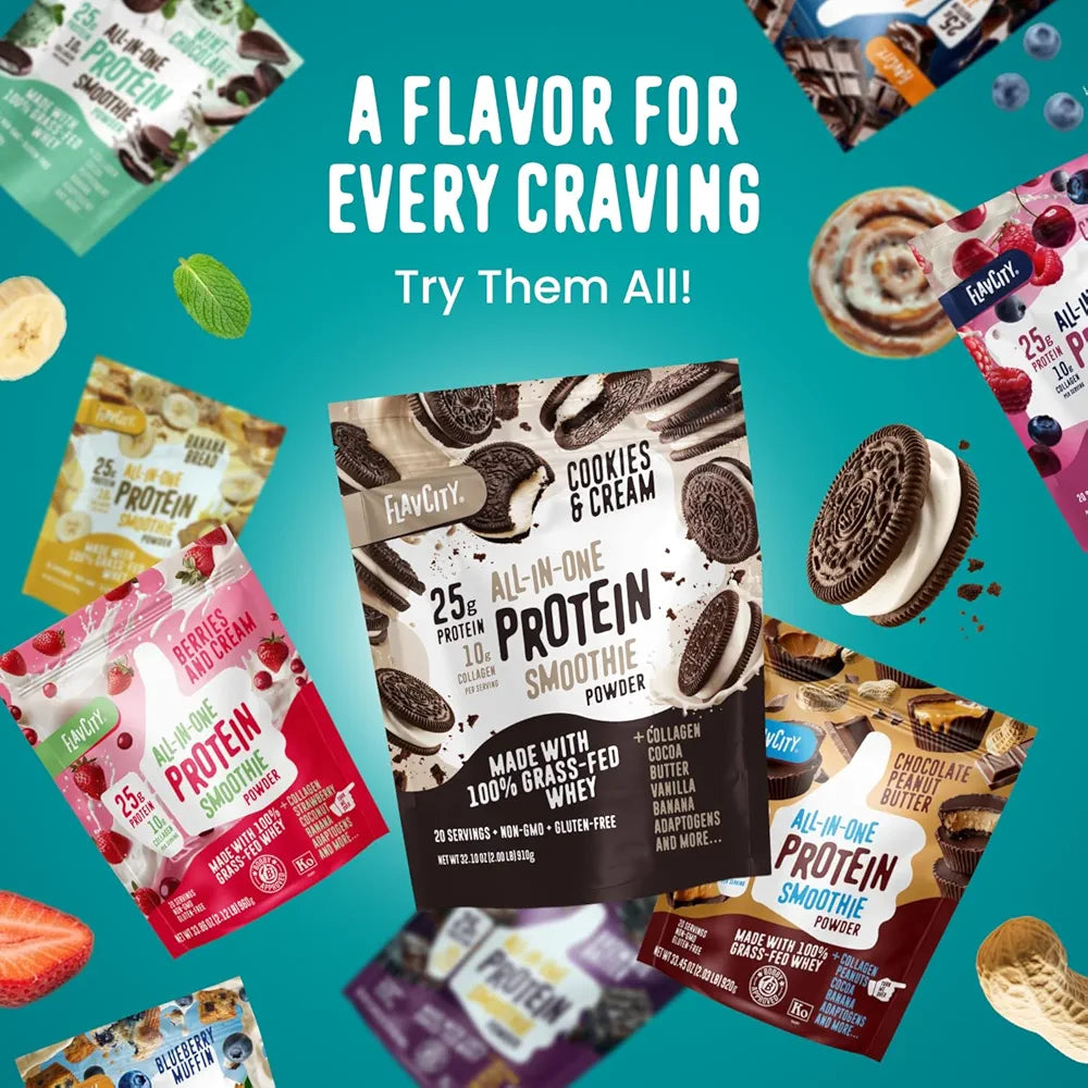 FlavCity Grass Fed Whey Chocolate Protein Powder - Chocolate Peanut Butter - 25g Protein & 10g Collagen - Made with Organic Cocoa & Coconut Milk - Gluten Free & No Added Sugars 
