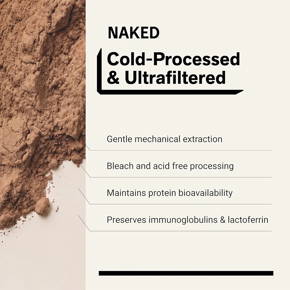 NAKED Whey Protein Supplement Powder, Chocolate, NSF Certified, GMO Free, Soy Free, Gluten Free Aid Muscle Growth and Recovery 60 Servings, 5 Ib
