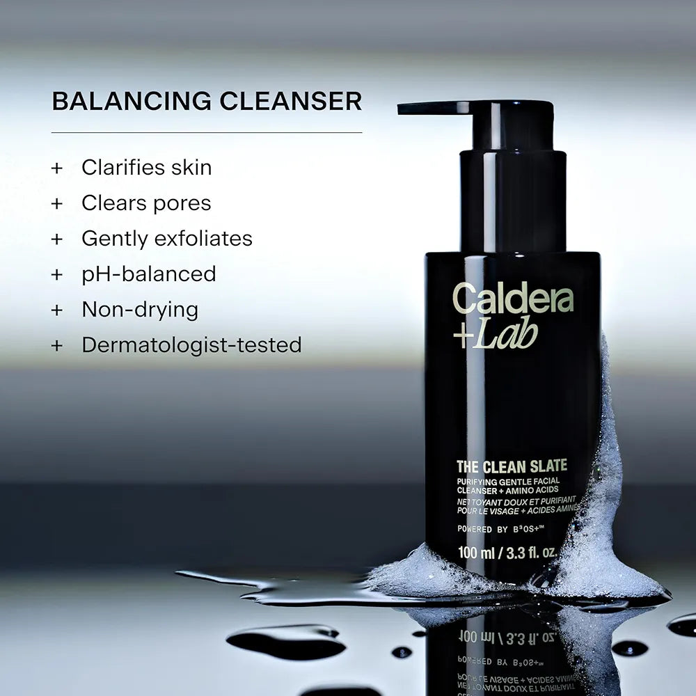 Caldera + Lab The Clean Slate | Men's Organic Foaming Facial Cleanser for Dry, Sensitive, & Normal Skin – Vegan, Natural & Antioxidant Packed Exfoliating Face Wash
