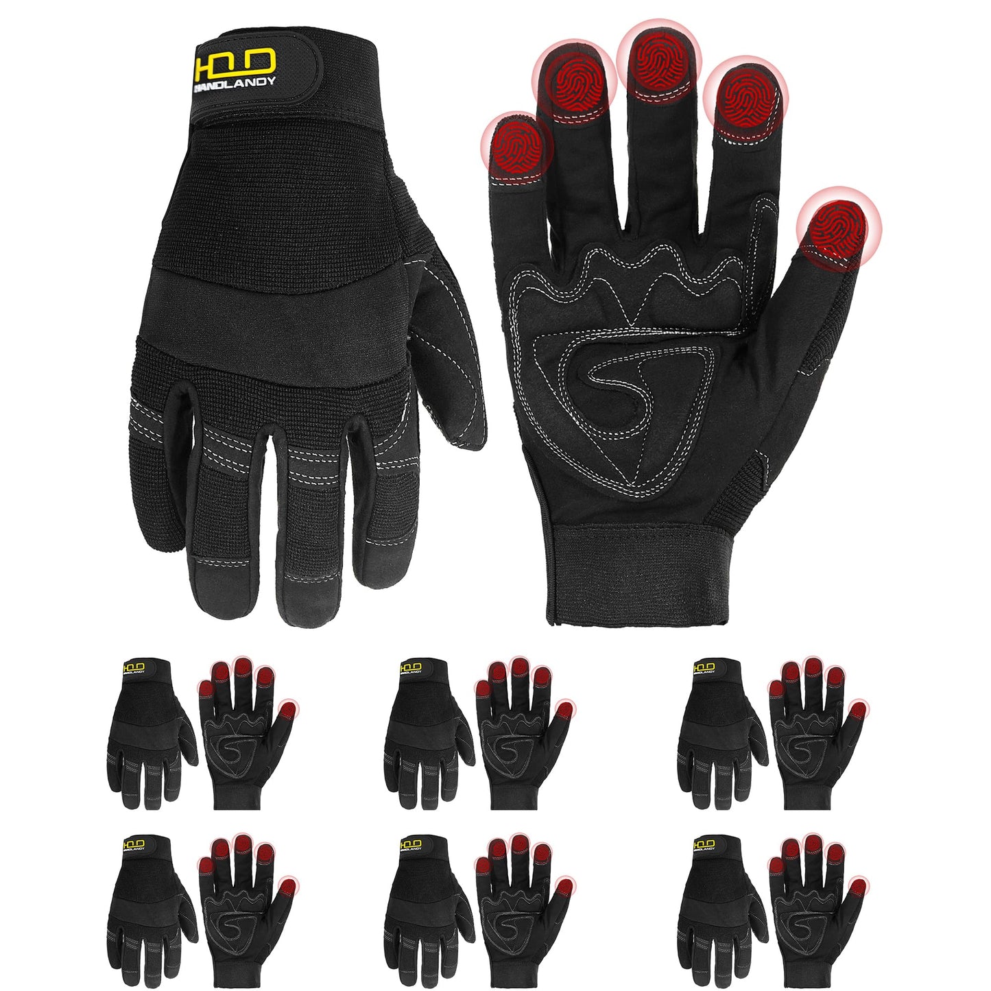 HANDLANDY Work Gloves for Men & Women, Utility Mechanic Working Gloves Touch Screen, Flexible Gardening Gloves for Yard