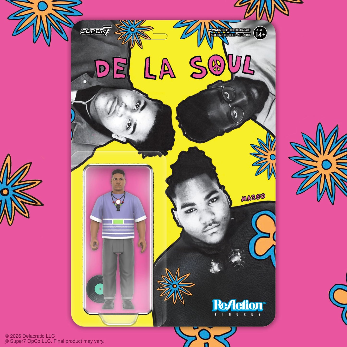 Super7 Reaction Figure De La Soul David Trugoy the Dove Jolicoeur (Me, Myself & I) - 3.75" De La Soul Action Figure with Accessory - Hip Hop Collectibles and Retro Toys