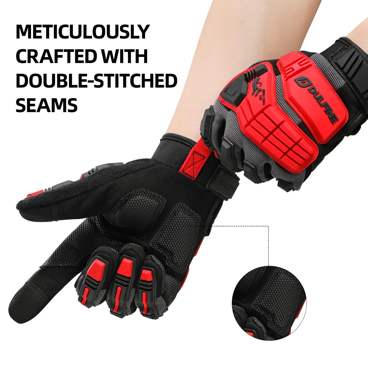 DULFINE Flex Grip Mechanic 1 Pair Pack Work Gloves for Women Pink M | Fit-Padded Knuckles & Palm, Touch Screen, Flexible, Breathable, Ideal for Gardening Yardwork Warehouse