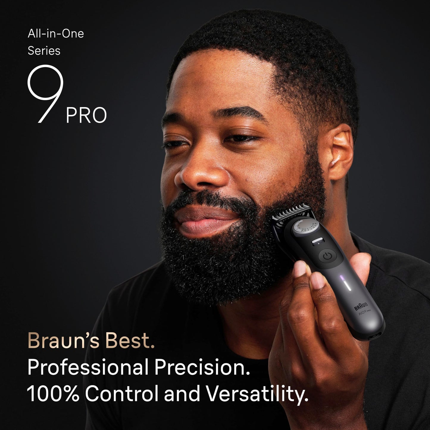 Braun All-in-One Series 9 PRO Men's Electric Beard Trimmer, Hair Clipper, Shaver & Razor for Face, Hair & Body, AIO 9550 with Gillette Labs Razor, Cordless