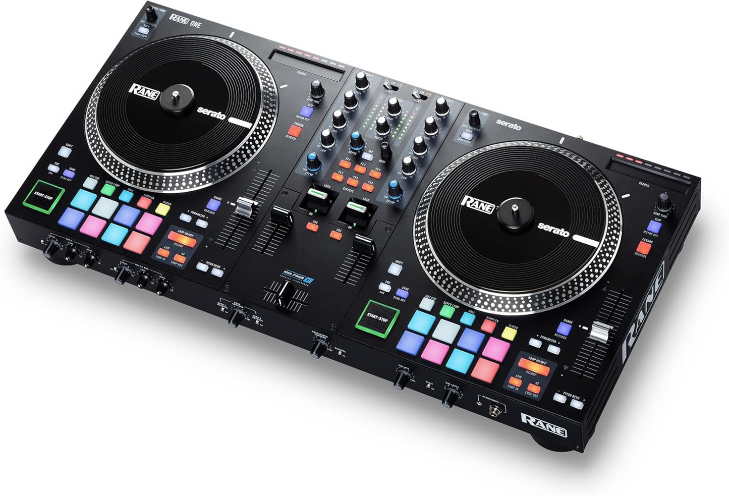 RANE SYSTEM ONE All-in-One Standalone Motorized DJ Controller with Engine DJ OS, Seamless Mixing on 2 Decks, Stems FX, Serato DJ Pro, XLR Outputs