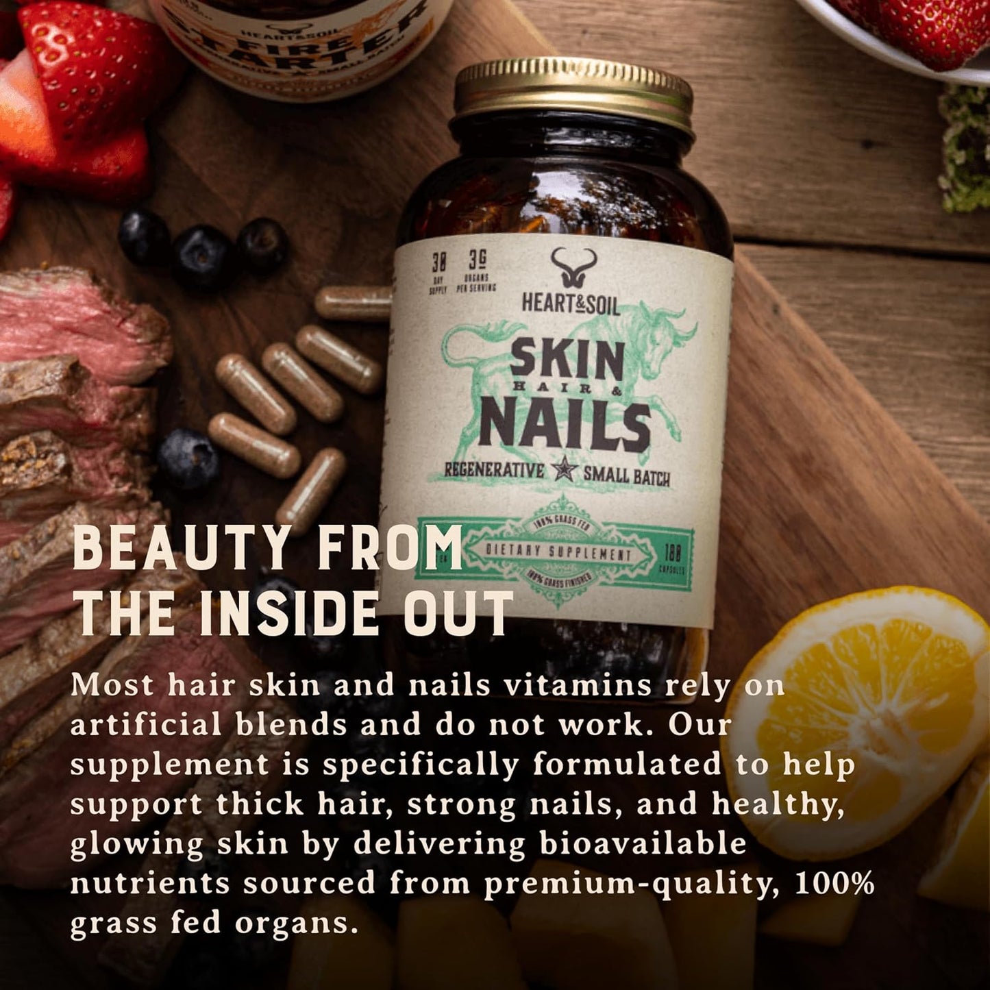 HEART & SOIL Joint Support Supplement, 180 Capsules | 100% grass fed & finished from regenerative cattle with trachea, scapula & bone marrow. Supports joint strength & mobility.