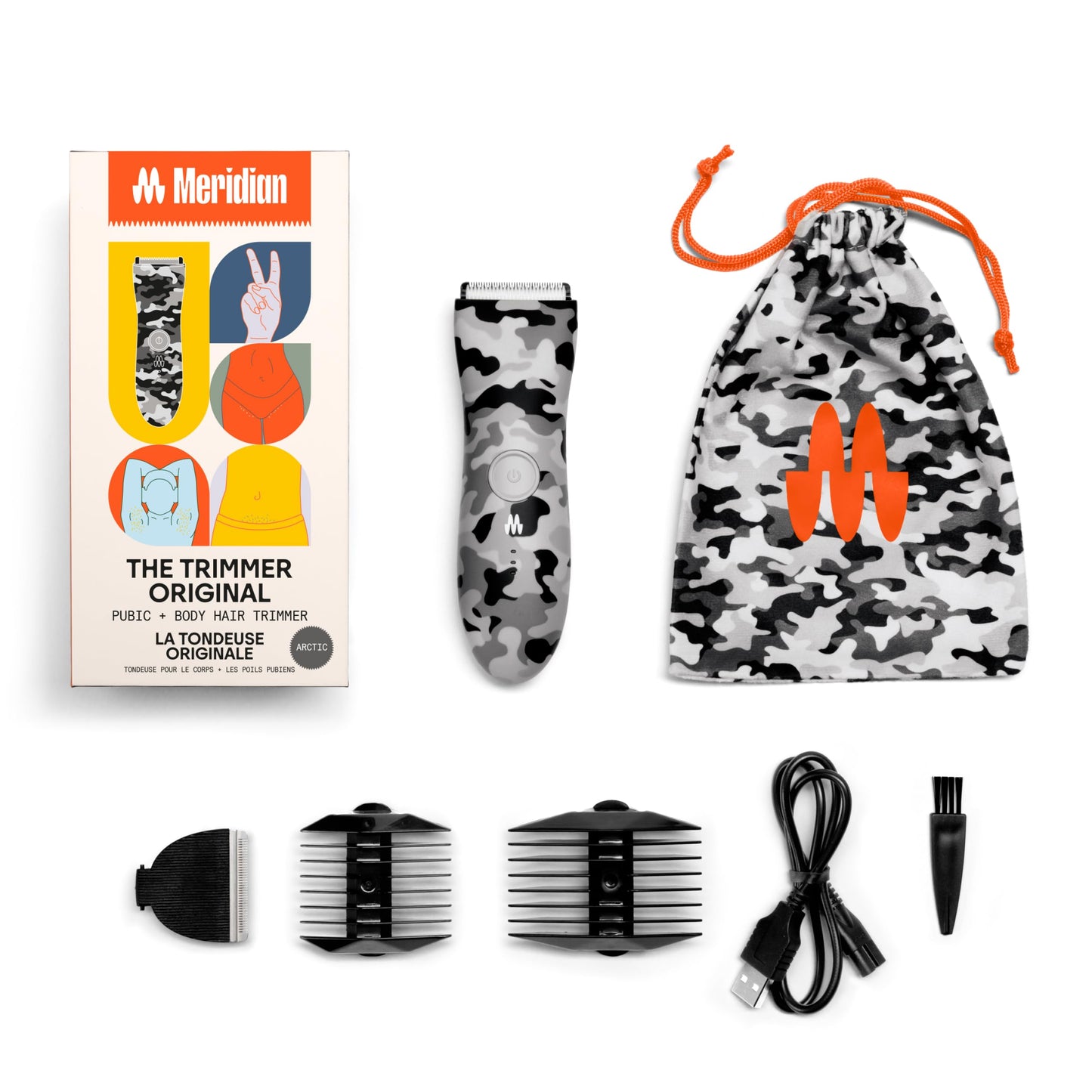 MERIDIAN The Trimmer Original | Body Hair Trimmer for Men & Women | Sage | Rechargeable and Waterproof Shaver for Pubic Area, Chest, Back, Underarms and Bikini Line, with 2 Guide Combs Included