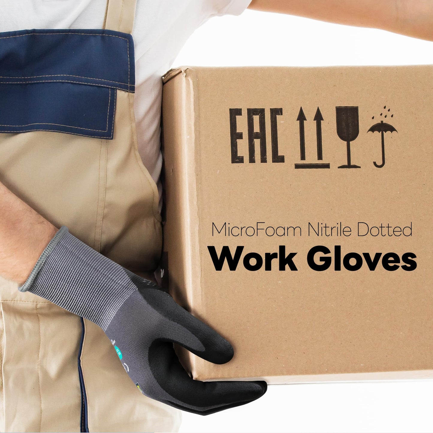 DULFINE MicroFoam Nitrile Coated 3/12/36 Pairs Work Gloves for Men & Women | Strong Grip, Touchscreen, Seamless Nylon Knit, Ideal for General Purpose, Automotive, Home Improvement, Painting