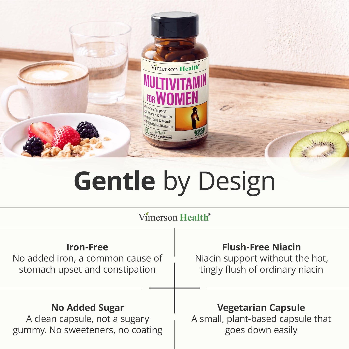 Vimerson Health Multivitamin for Men: Methylated B Vitamins, Chelated Minerals and Bioavailable D3 for Focus and Energy Support – Daily Mens Multivitamins and Multiminerals – 60 Capsules