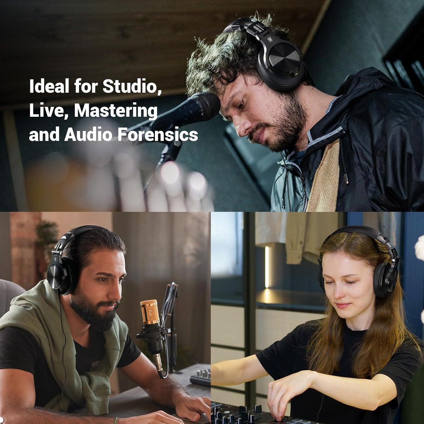 OneOdio A70 Bluetooth Over-Ear Headphones, Hi-Res Wired DJ Studio - Black | Wireless over-ear headphones with 72H playtime, 3.5mm/6.35mm wired jacks for studio monitoring, mixing, guitar, amp and PC