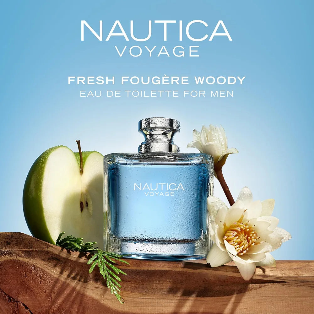 Nautica Voyage Eau De Toilette for Men - Fresh Aquatic Fragrance with Notes of Apple, Water Lotus, Cedarwood, and Musk - 3.3 Fl oz