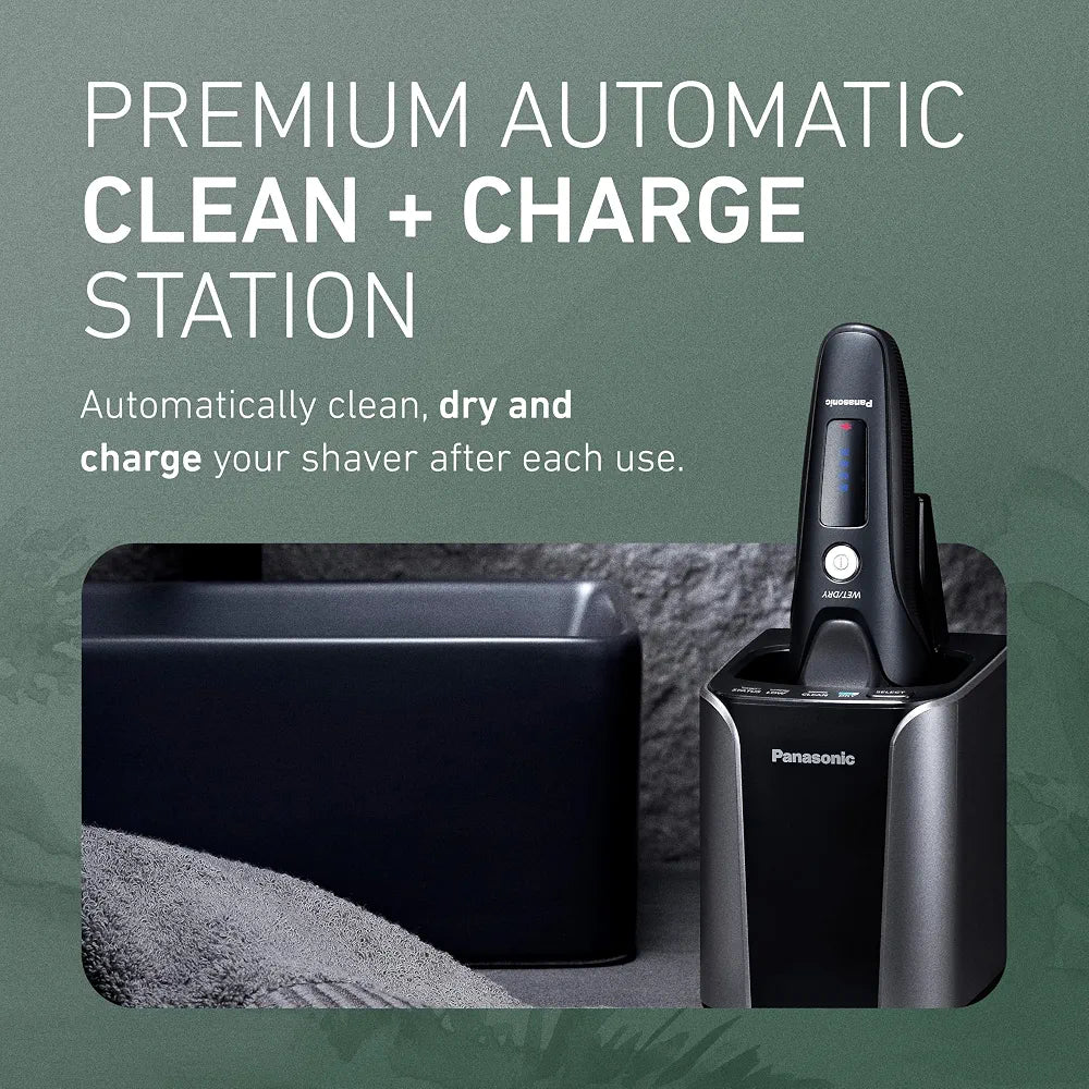 Panasonic ARC5 Wet/Dry Electric Shaver for Men with Automatic Cleaning & Charging Station and Pop-Up Trimmer (ES-LV97-K, Black)