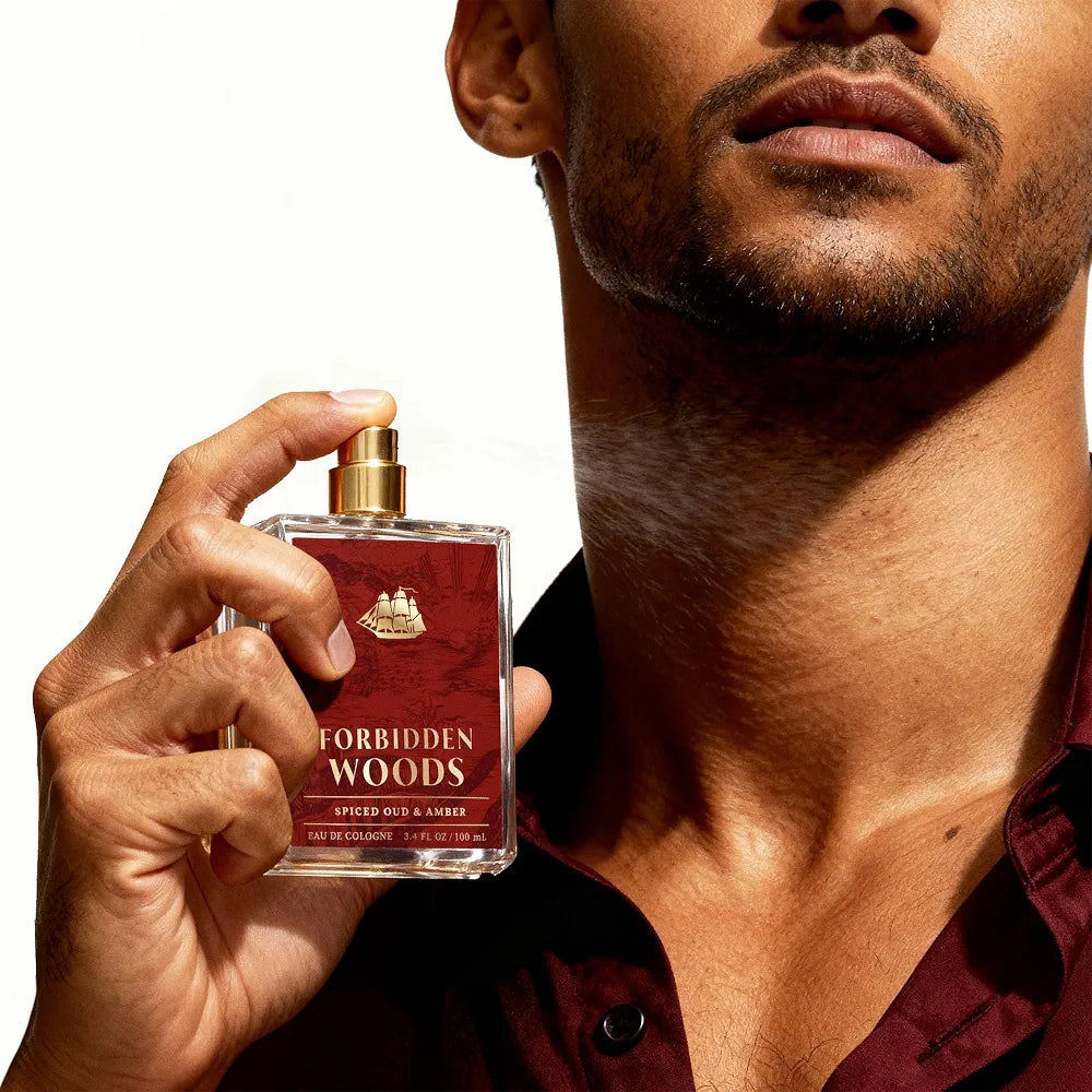 Old Spice Forbidden Woods Eau de Cologne for Men, Spiced Oud & Amber Scent, 3.4 fl oz