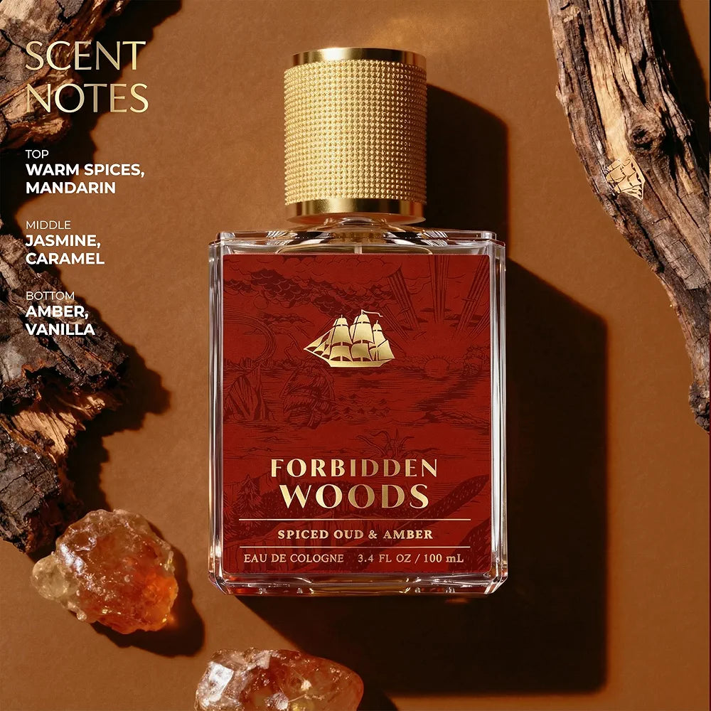 Old Spice Forbidden Woods Eau de Cologne for Men, Spiced Oud & Amber Scent, 3.4 fl oz