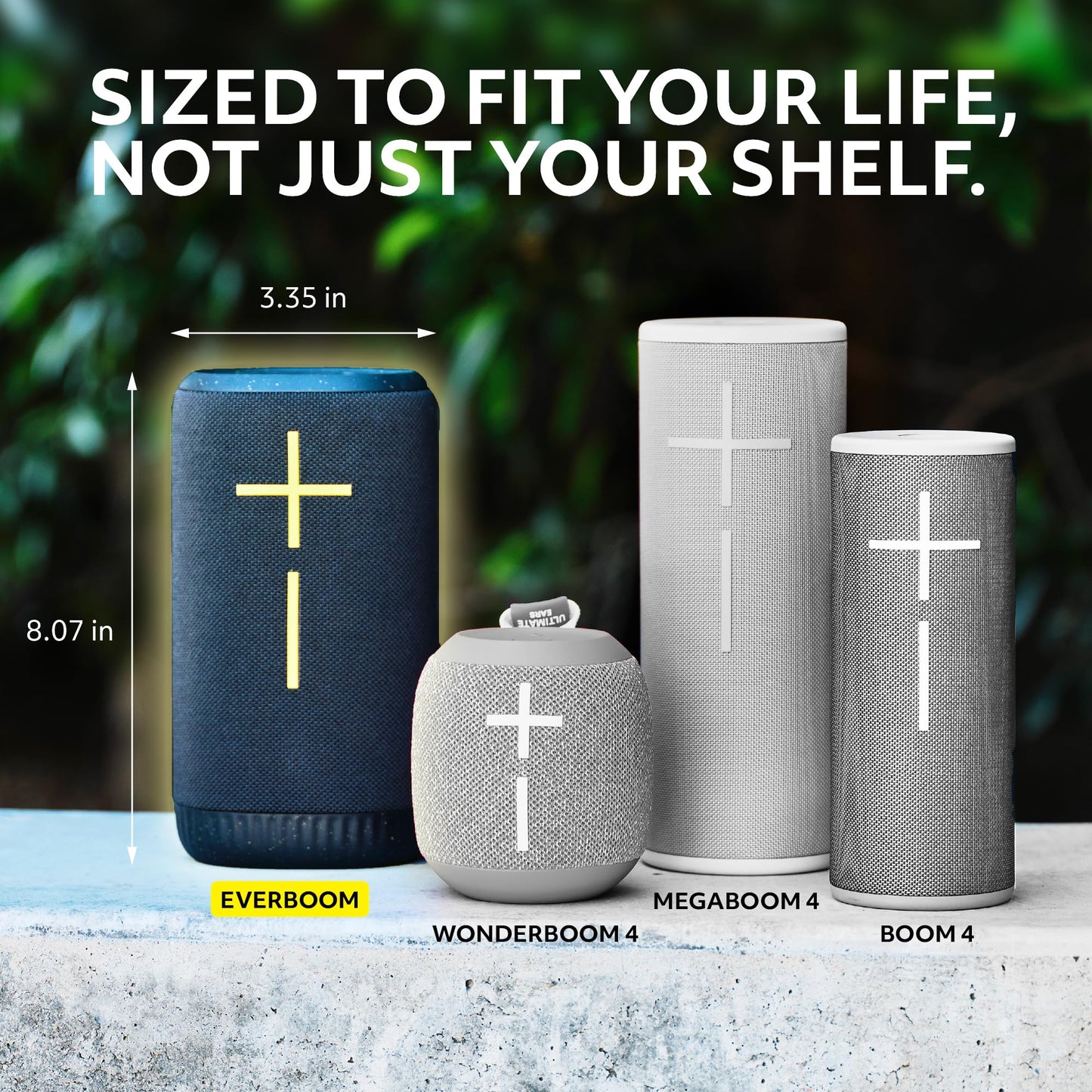 Ultimate Ears EVERBOOM Wireless Bluetooth Portable Speaker - Black | Big bass, immersive 360-degree sound, floatable, waterproof IP67, up to 20-hour battery, 180 ft (55 m) range, portable
