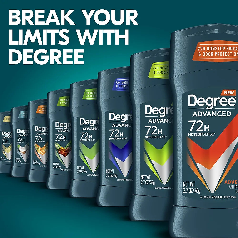 Degree Men Antiperspirant Deodorant Adventure Antiperspirant For Men With MotionSense Technology 2.7 oz, Pack of 4